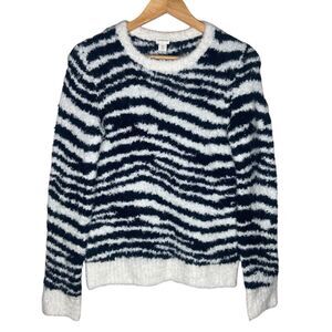 Crewcuts Girl’s Sweater Size XL Boucle Zebra Stripe Wool Alpaca Pullover Fuzzy